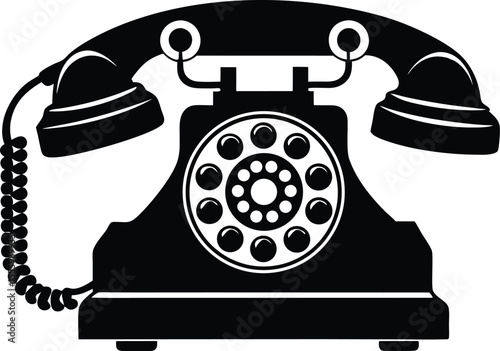 Telephone icon, vintage retro telephone silhouette vector