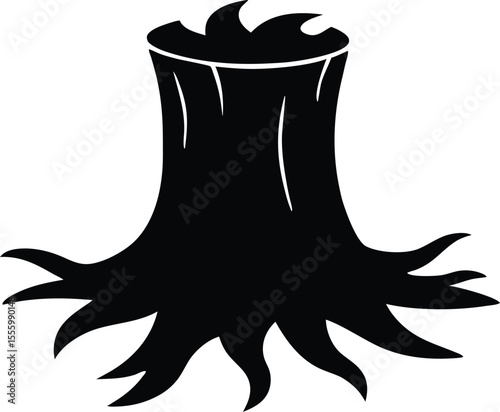 Tree stump black silhouette vector illustration,forest Tree stump icon