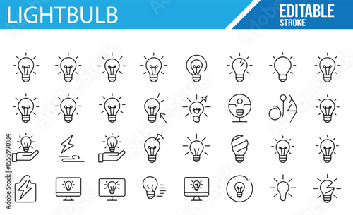 Vector Set of Light Bulb and Power Symbols