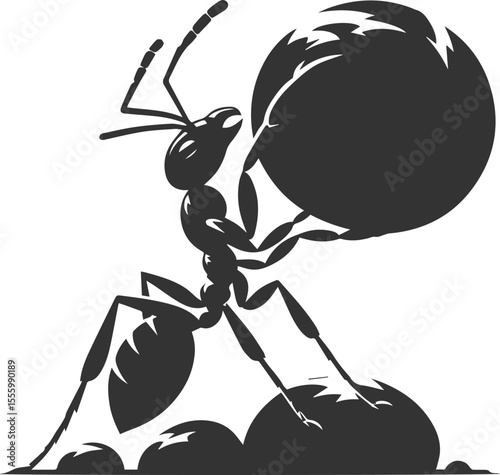 Vector ant silhouette black illustration drawing