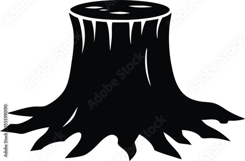 Tree stump black silhouette vector illustration,forest Tree stump icon