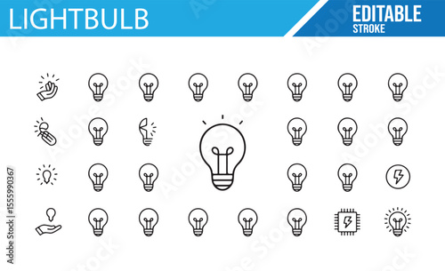 Editable Lightbulb and Energy Icons Set