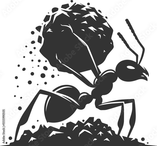 Vector ant silhouette black illustration drawing