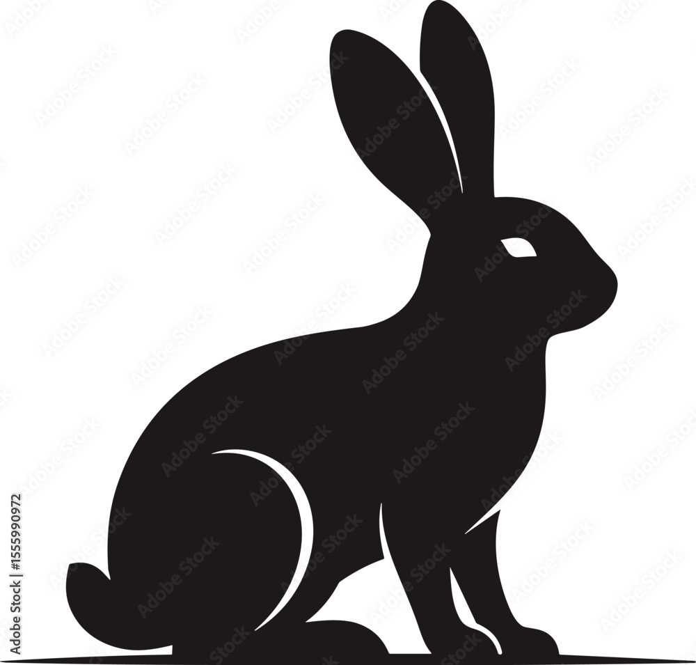 Fototapeta premium Jumping Rabbit Silhouette Logo - Dynamic Animal Design