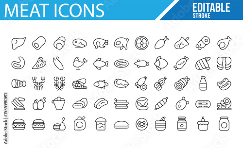 Meat and Grill Icons for Digital Use