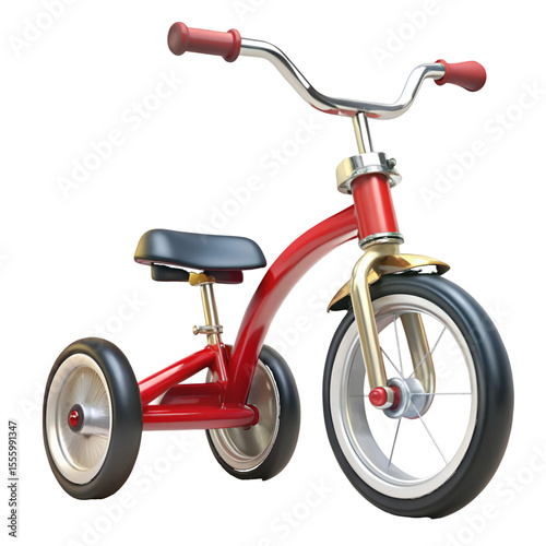 Red Tricycle With Chrome Accents isolated on a transparent background
