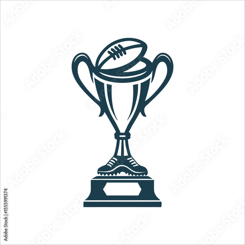 Rugby Trophy Cup Vector Illustration Trophy Cup Simple rugby championship cup
