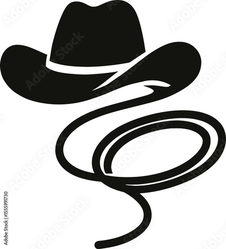 Cowboy Hat and Lasso Wild West Icon Silhouette