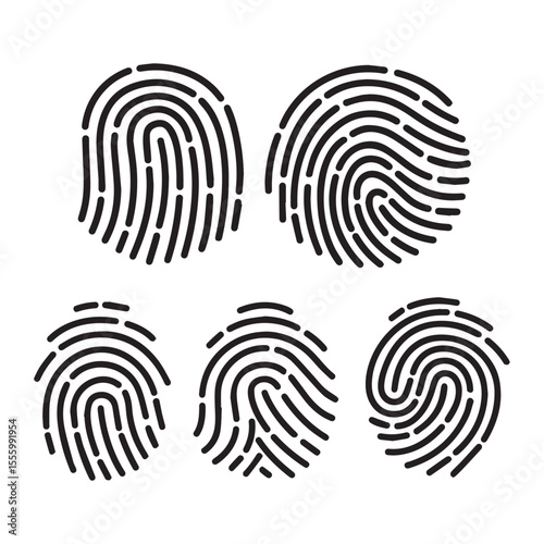 fingerprint black silhouette vector, Simple silhouette Design vector icon with white background