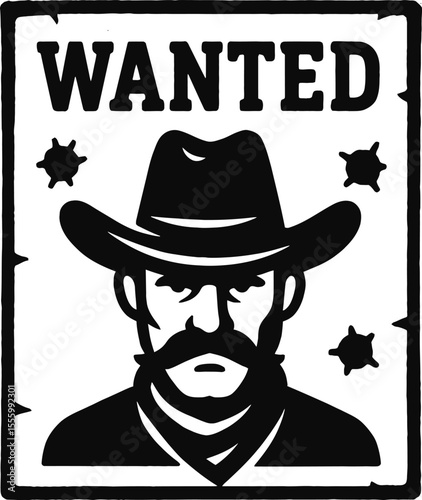 Wanted Outlaw Cowboy Poster - Vintage Western Illustration