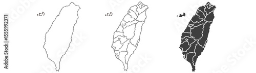 Taiwan map – vector illustration of counties, cities, and political borders