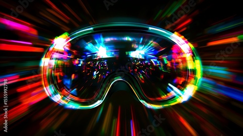 Virtual reality headset display with exaggerated chromatic aberration in the visuals 