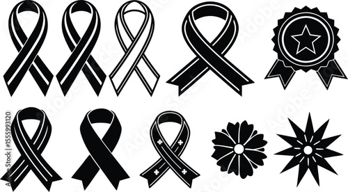 Adobe Illustrator Artwork Vector 3d Realistic Purple Ribbon Set. Pancreatic Cancer Awareness Symbol Closeup. Cancer Ribbon Template. World Pancreatic Cancer Day Concept
