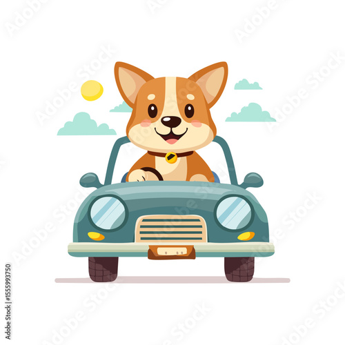 Dog driving a car