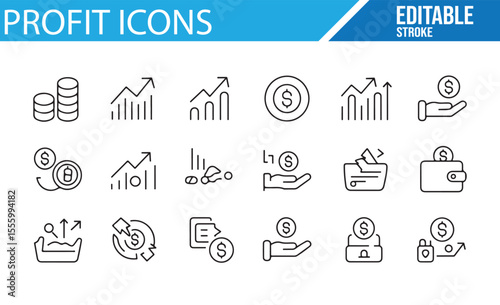 Money and Profit Icons for Web and App Design

