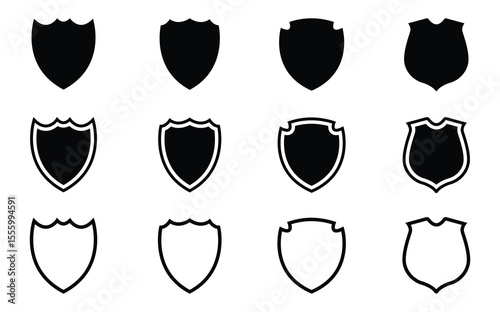 Shield icon set.Protect shield security line icons.Protect shield vectors.Collection of security shield icons.Collection of shields set vector on white background