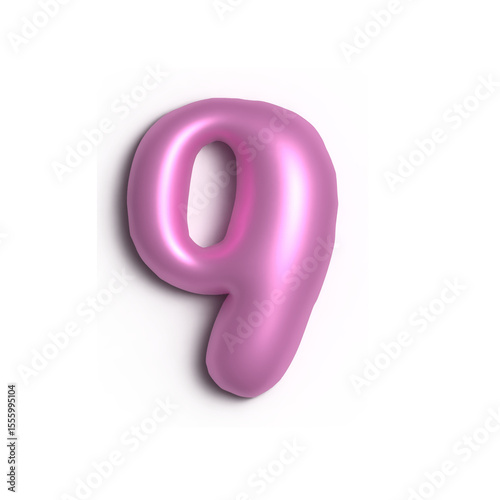 3D Glossy Purple Letter 9