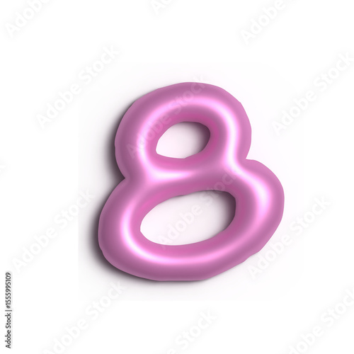 3D Glossy Purple Letter 8