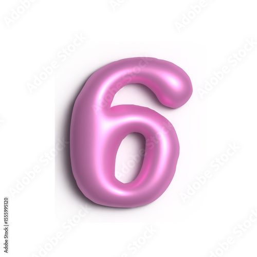 3D Glossy Purple Letter 6