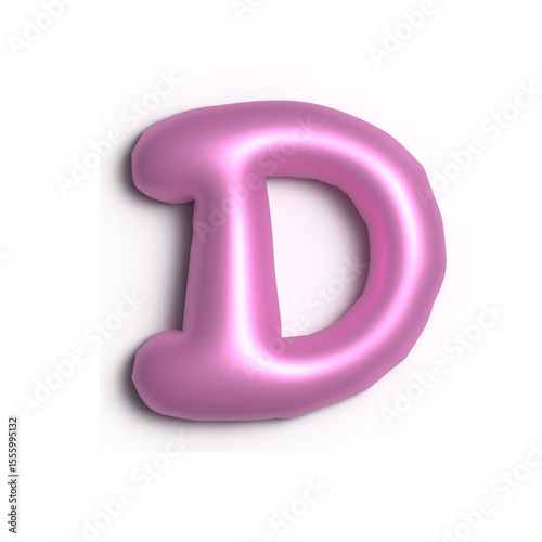 3D Glossy Purple Letter D
