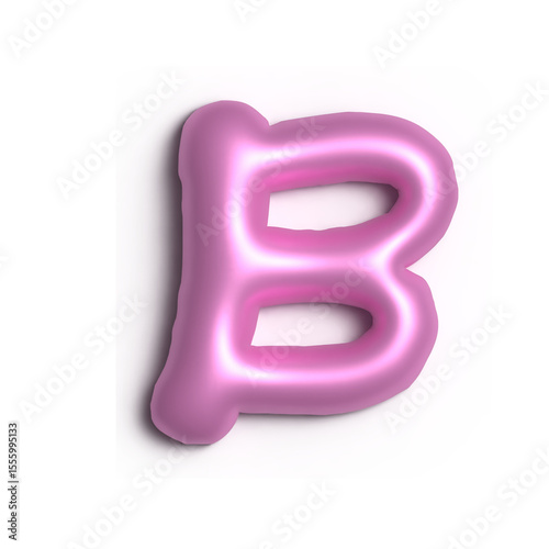 3D Glossy Purple Letter B