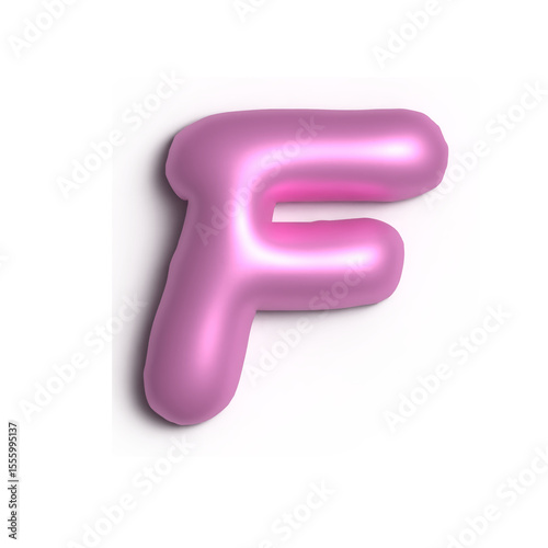 3D Glossy Purple Letter F