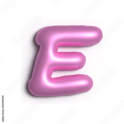 3D Glossy Purple Letter E