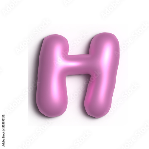 3D Glossy Purple Letter H