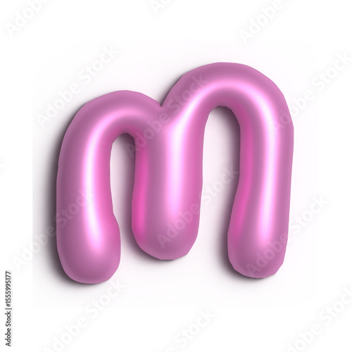3D Glossy Purple Letter M