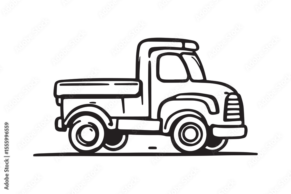 Fototapeta premium Toy truck line art and black color