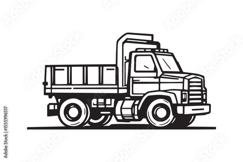 Toy truck line art and black color