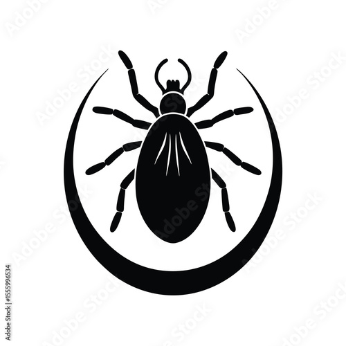 Black Tick Silhouette Encapsulated in a Crescent Shape Design
