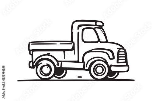 Toy truck line art and black color
