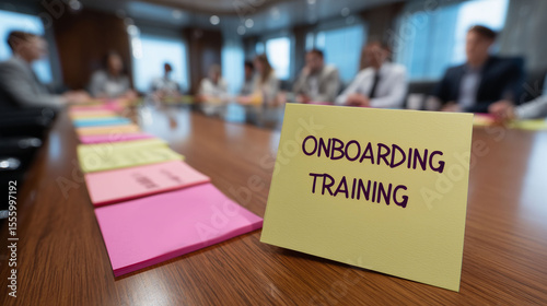 New hire training session in office meeting or conference room with employees learning workplace policies skills and organizational procedures