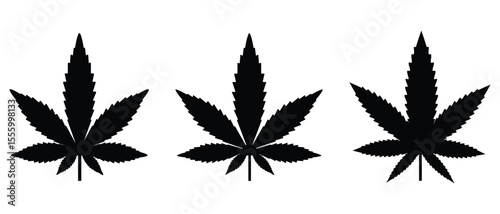 Marijuana leaf icon or cannabis icon. Weed vector Marijuana icon cannabis leaf logo symbol. Marijuana cannabis hemp leaf icon isolated on white background. Vector illustration.
