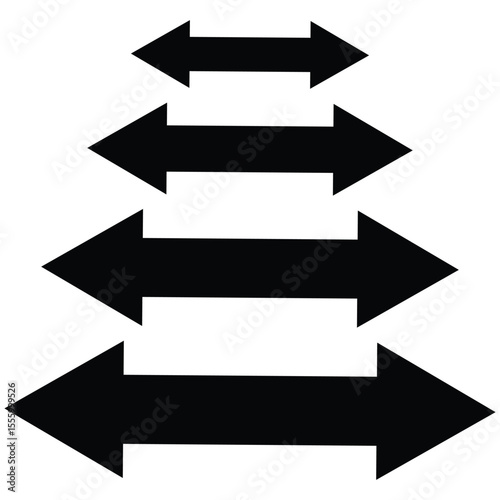 Dual arrow. long double-ended arrow. Vector illustration.