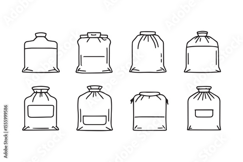 set of different type of 8 pcs Vacuum bags line art and black color