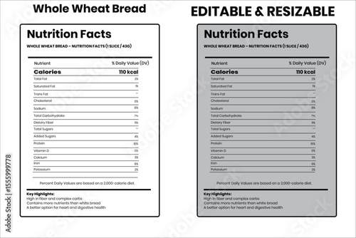 Whole Wheat Bread nutrition facts, 