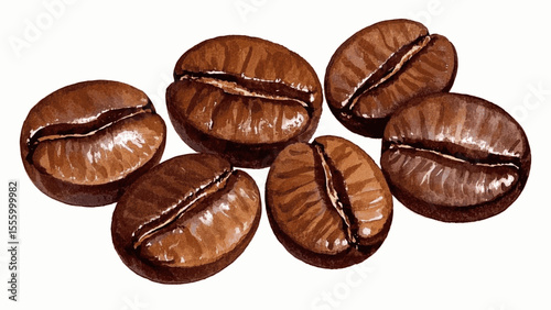 Arabica Abstracts Coffee beans isolated watercolor vector illustration svg