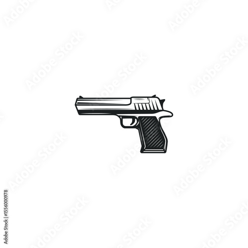 Engraved Pistol sketch icon logo flat vector design
