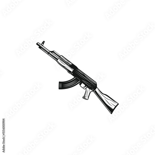 Engraved Rifle Sketch icon logo flat vector design