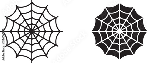 Spiderweb Icon Set Outline and Silhouette