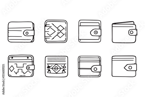 Wallet line art and black color