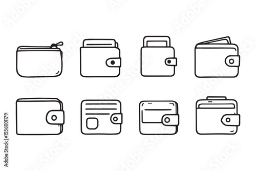 Wallet line art and black color