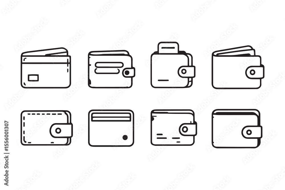 Obraz premium Wallet line art and black color