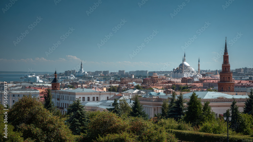 Fototapeta premium stunning panorama of kazan highlighting unique architecture of ancient kremlin