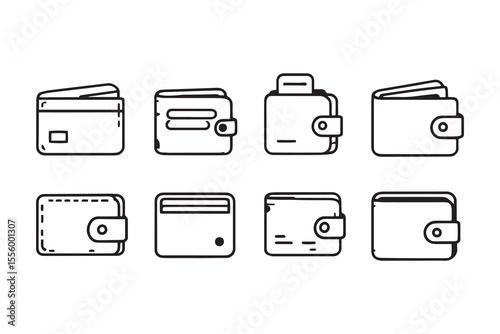 Wallet line art and black color