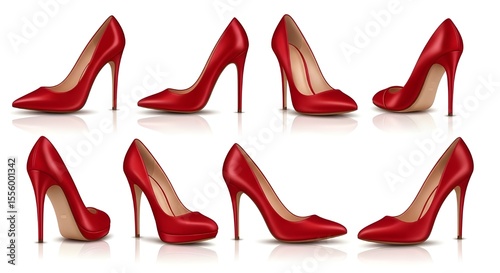 Elegant Red High Heel Shoes Collection | Fashionable Footwear for Luxury Style and Retail Promotion