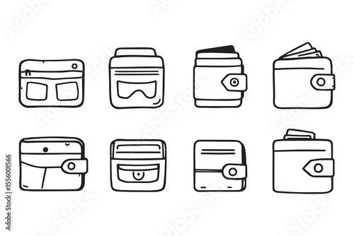Wallet line art and black color