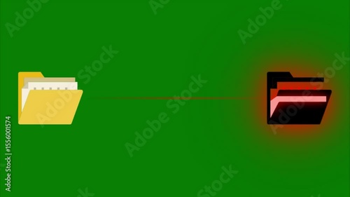 Data Transferring Animation with Red Glowing Folder Pulse Animation